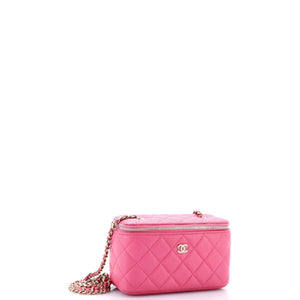 Classic Vanity Case with Chain Quilted Caviar Small
