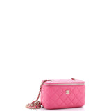 Classic Vanity Case with Chain Quilted Caviar Small