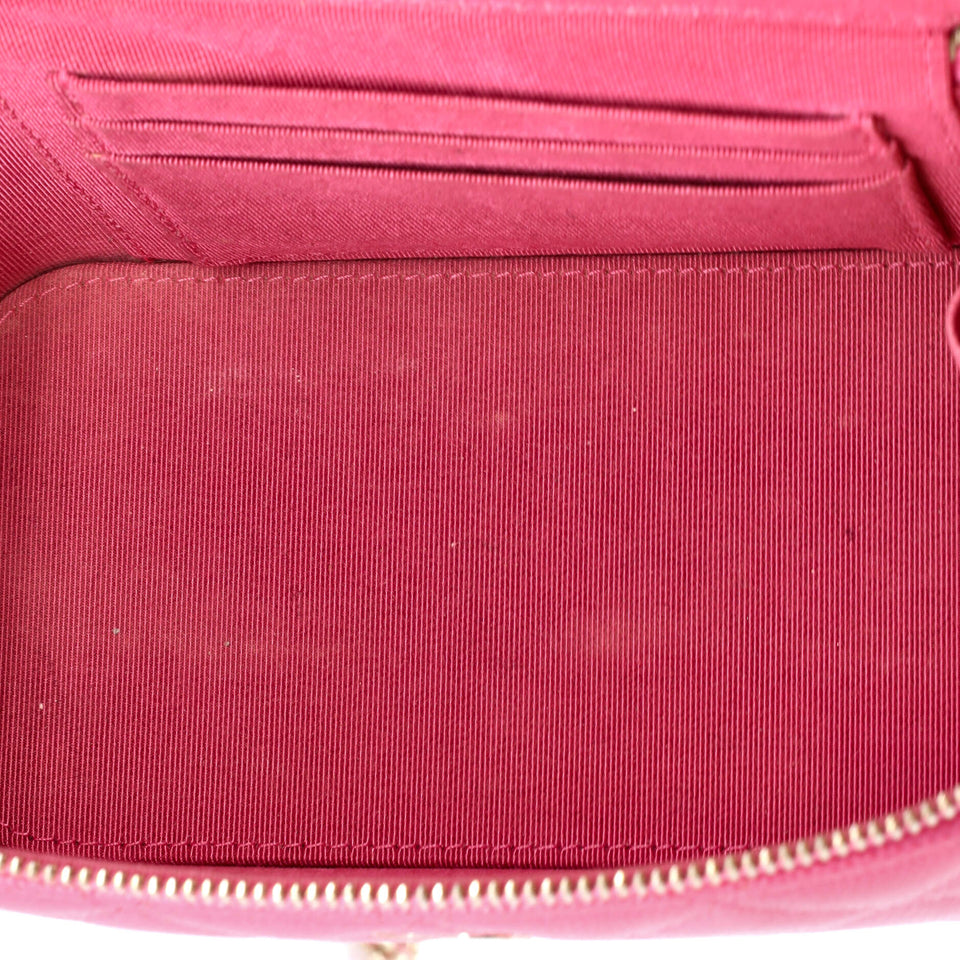 Classic Vanity Case with Chain Quilted Caviar Small