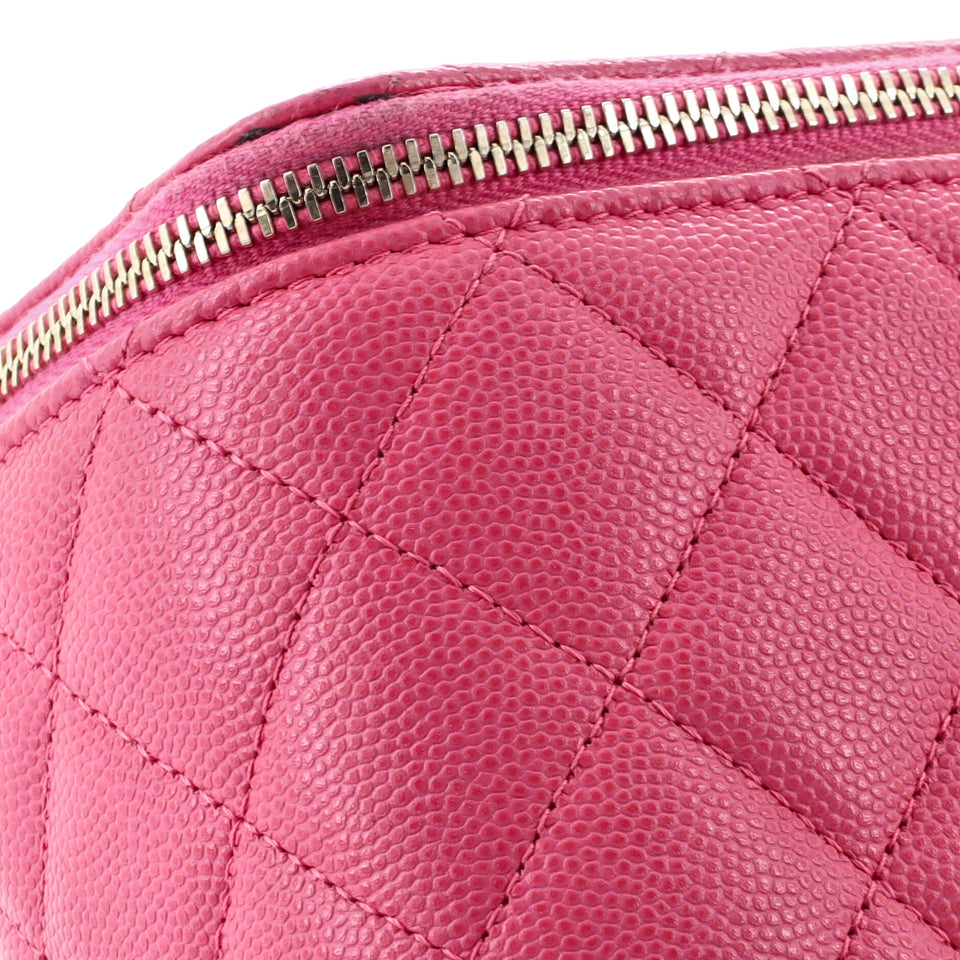 Classic Vanity Case with Chain Quilted Caviar Small