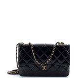 CC Eyelet Wallet on Chain Quilted Patent