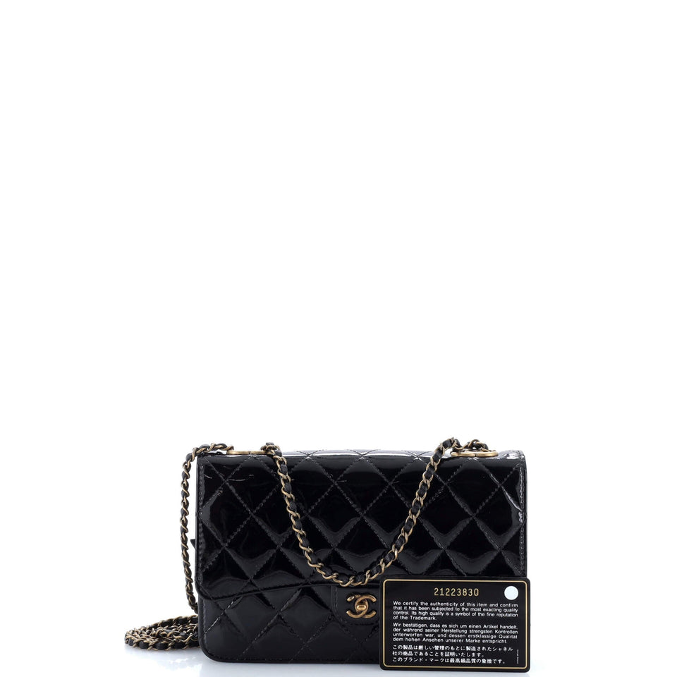 CC Eyelet Wallet on Chain Quilted Patent