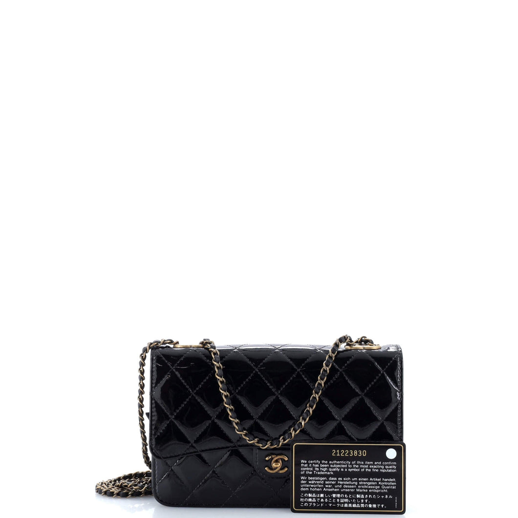 CC Eyelet Wallet on Chain Quilted Patent
