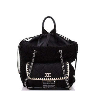 Coco Neige Shopping Tote Shearling with Quilted Nylon and Calfskin Large