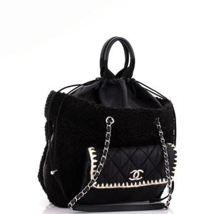 Coco Neige Shopping Tote Shearling with Quilted Nylon and Calfskin Large