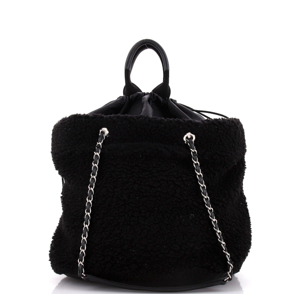 Coco Neige Shopping Tote Shearling with Quilted Nylon and Calfskin Large