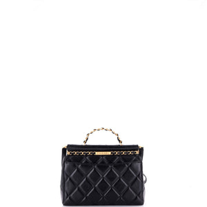 CC Bar Chain Top Handle Convertible Flap Bag Quilted Lambskin Small
