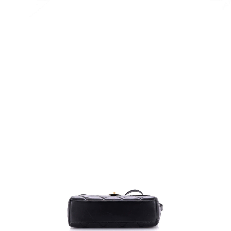 CC Bar Chain Top Handle Convertible Flap Bag Quilted Lambskin Small