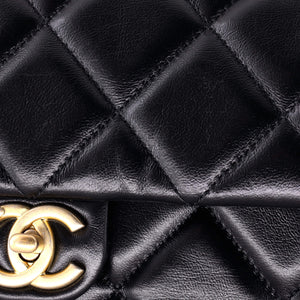 CC Bar Chain Top Handle Convertible Flap Bag Quilted Lambskin Small
