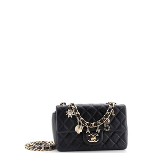 Coco Charms Classic Single Flap Bag Quilted Lambskin Mini