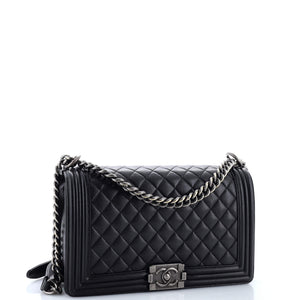 Boy Flap Bag Quilted Caviar New Medium