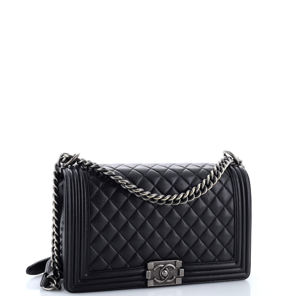 Boy Flap Bag Quilted Caviar New Medium