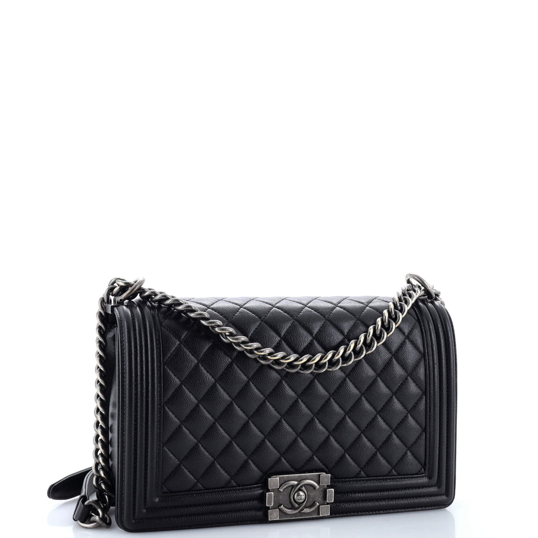 Boy Flap Bag Quilted Caviar New Medium