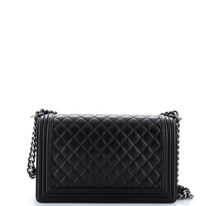 Boy Flap Bag Quilted Caviar New Medium