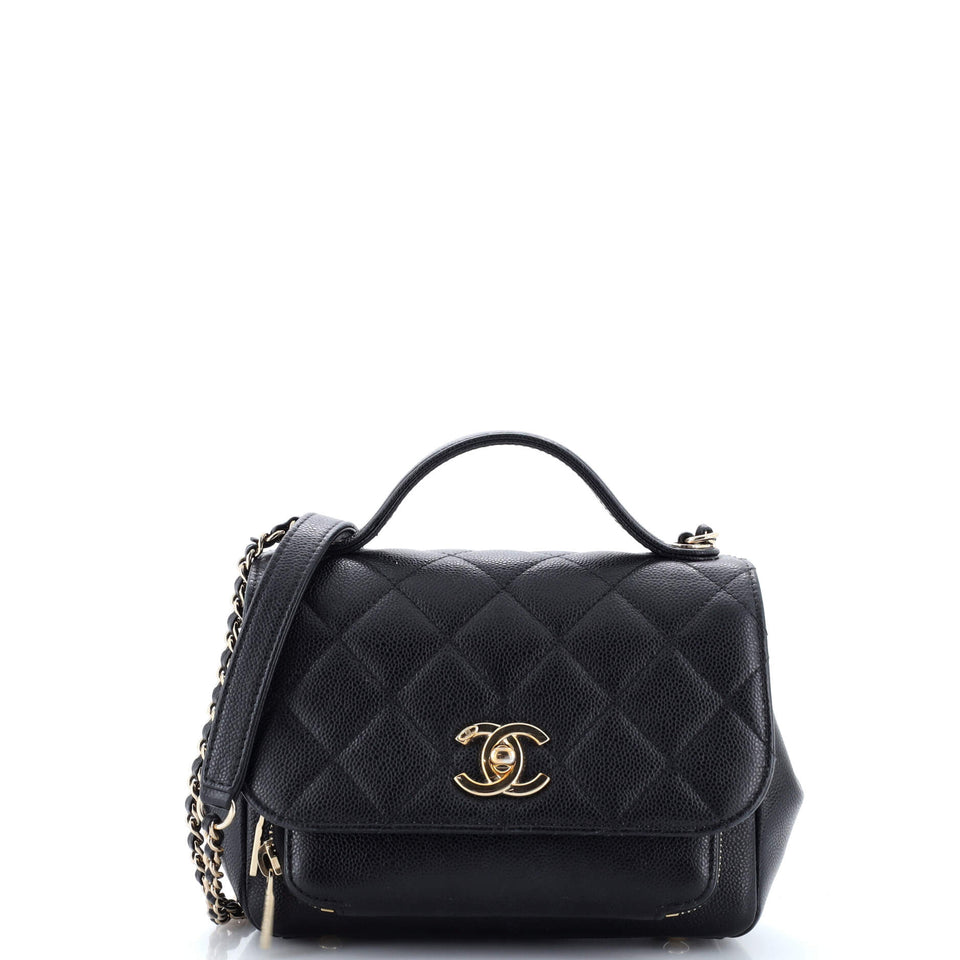 Business Affinity Flap Bag Quilted Caviar Small
