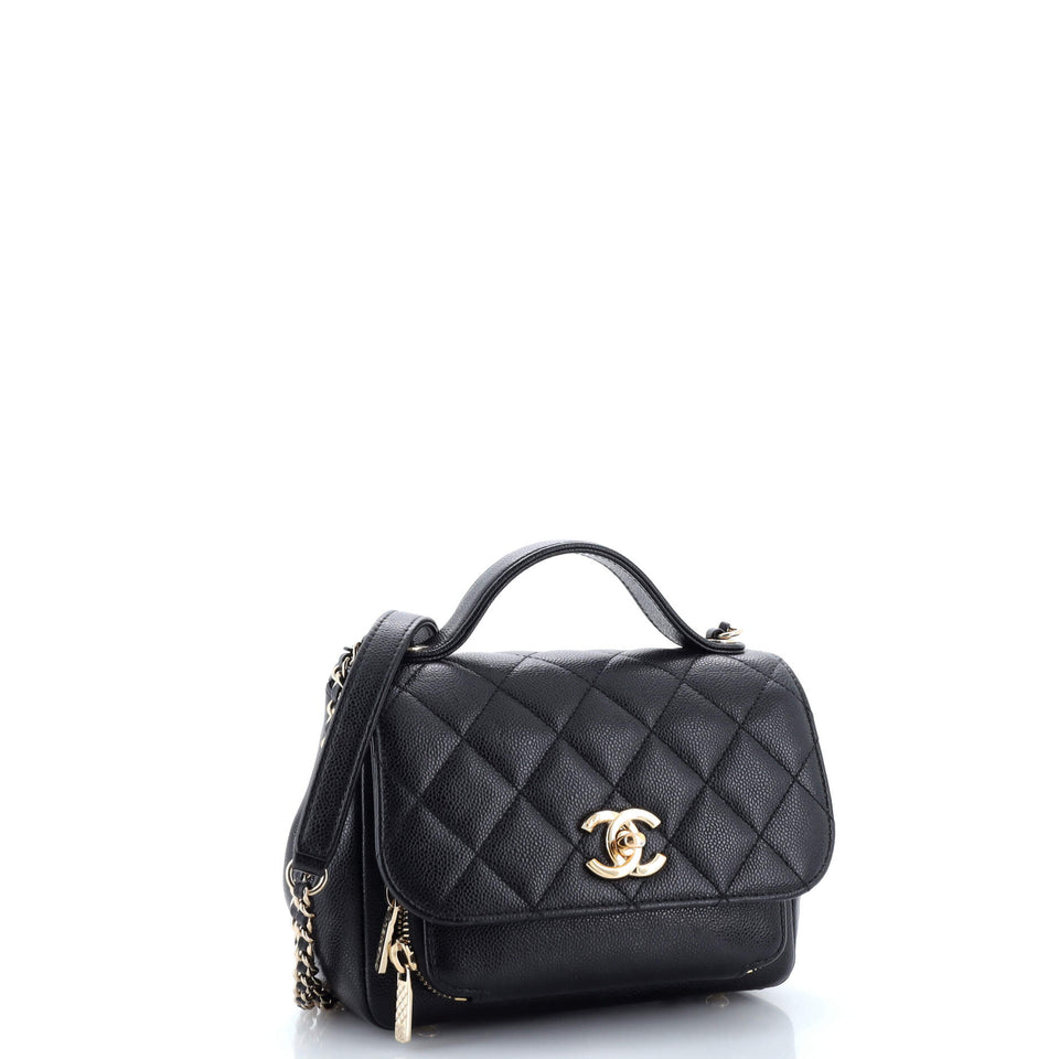 Business Affinity Flap Bag Quilted Caviar Small