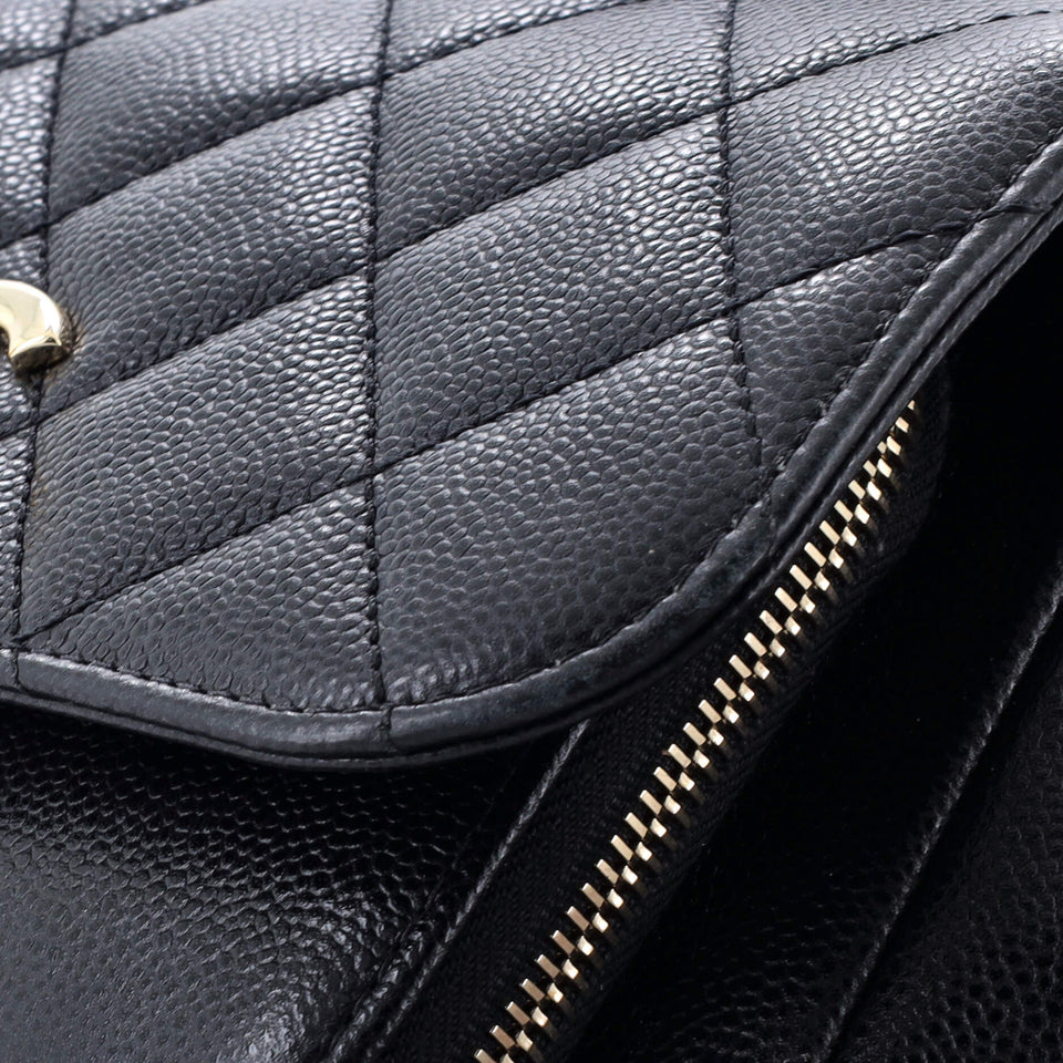 Business Affinity Flap Bag Quilted Caviar Small