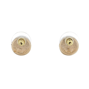 CC Round Stud Earrings Metals with Crystals and Faux Pearls