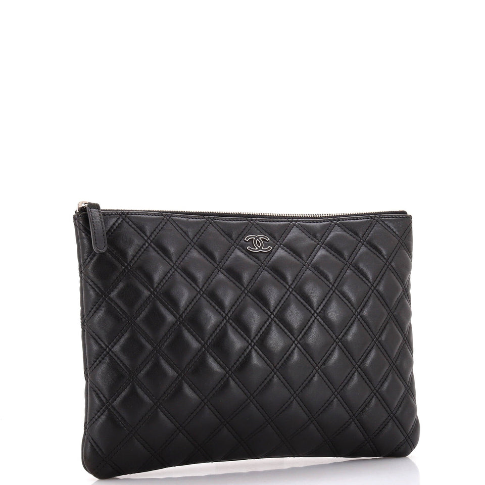 Double Stitch O Case Clutch Lambskin Medium