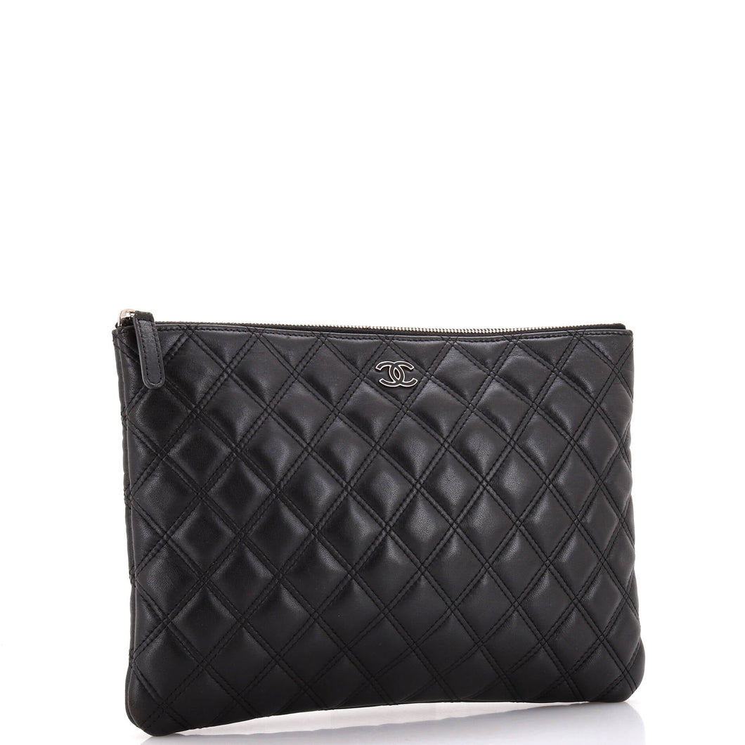 Double Stitch O Case Clutch Lambskin Medium