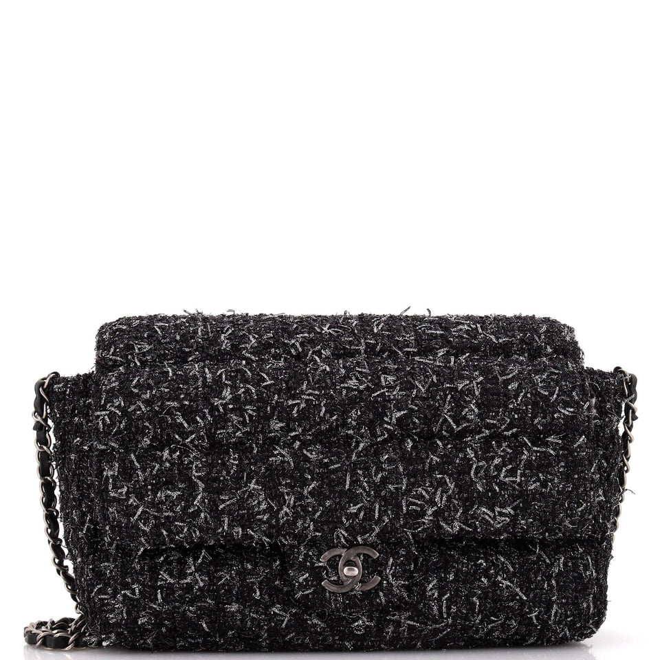 Classic Single Flap Bag Quilted Tweed Medium