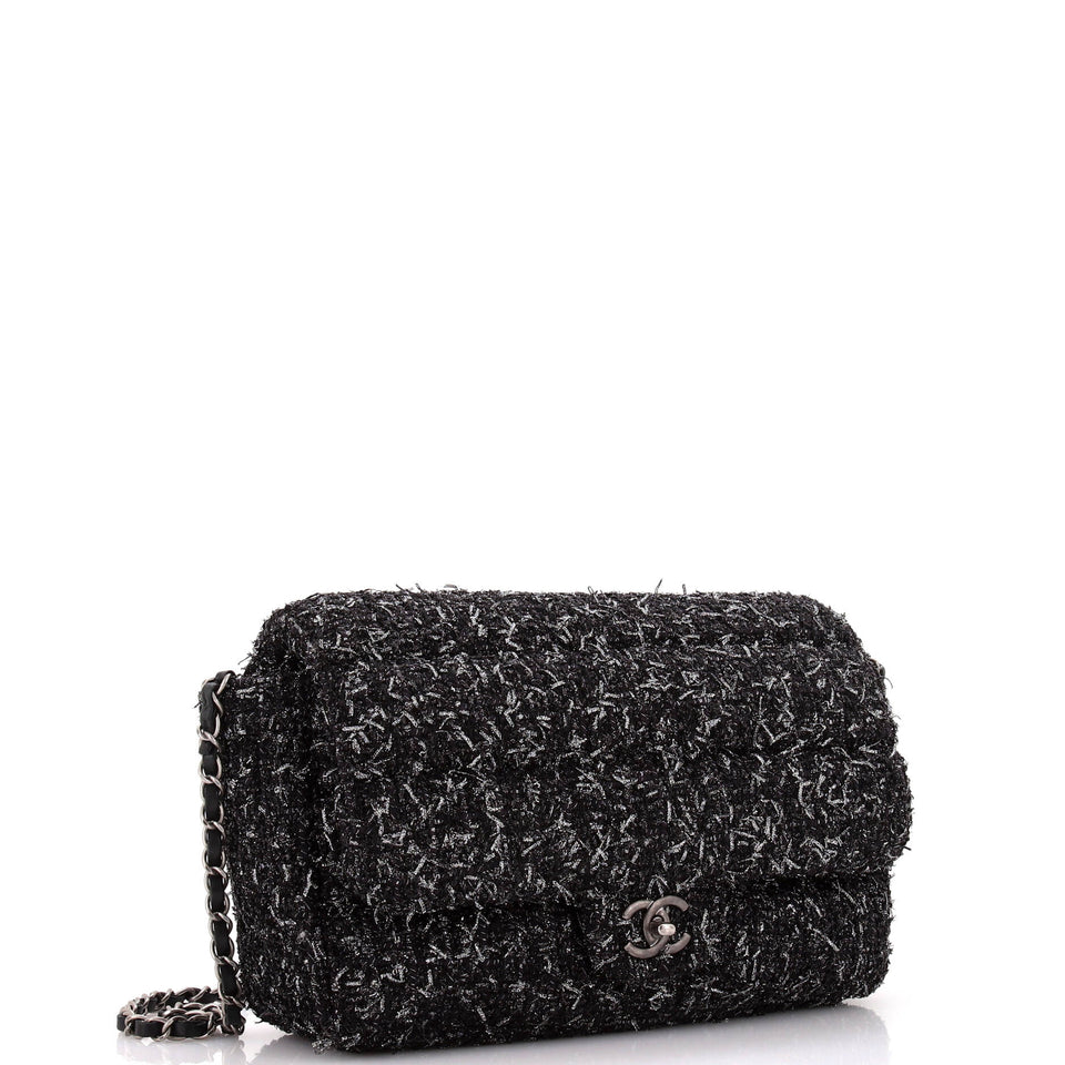 Classic Single Flap Bag Quilted Tweed Medium