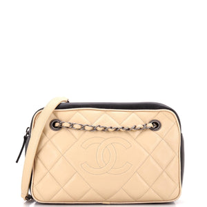 Diamond CC Camera Case Bag Quilted Lambskin Medium