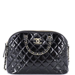 CC Dome Zip Shopping Bag Quilted Patent Small
