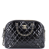CC Dome Zip Shopping Bag Quilted Patent Small