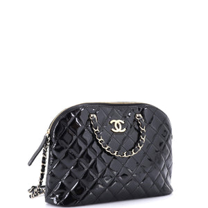 CC Dome Zip Shopping Bag Quilted Patent Small