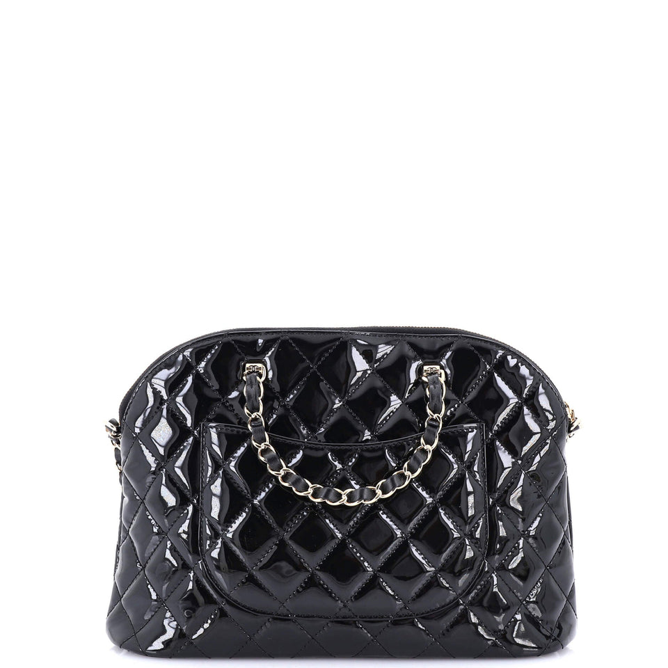 CC Dome Zip Shopping Bag Quilted Patent Small