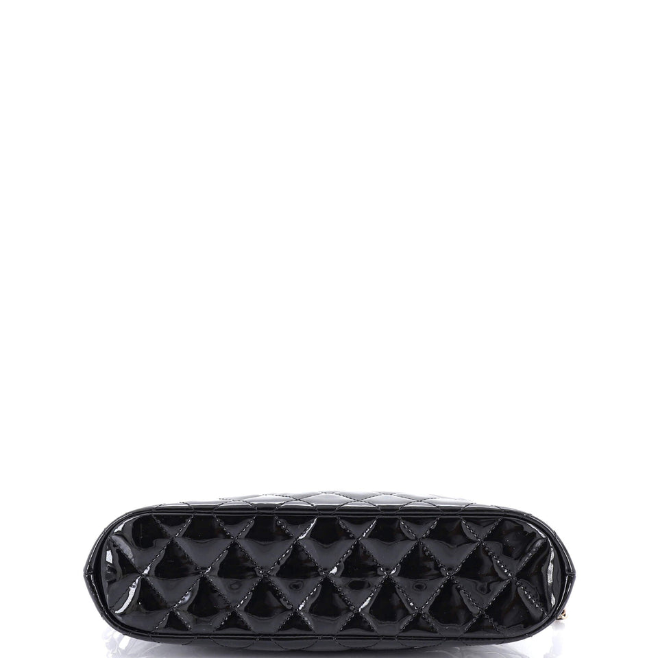 CC Dome Zip Shopping Bag Quilted Patent Small