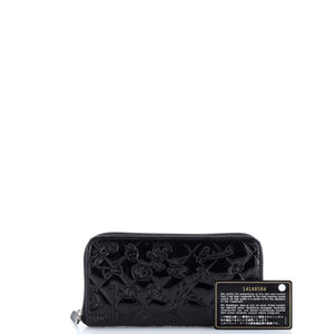 Lucky Symbols Zip Around Wallet Embossed Patent Long