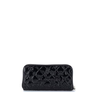 Lucky Symbols Zip Around Wallet Embossed Patent Long