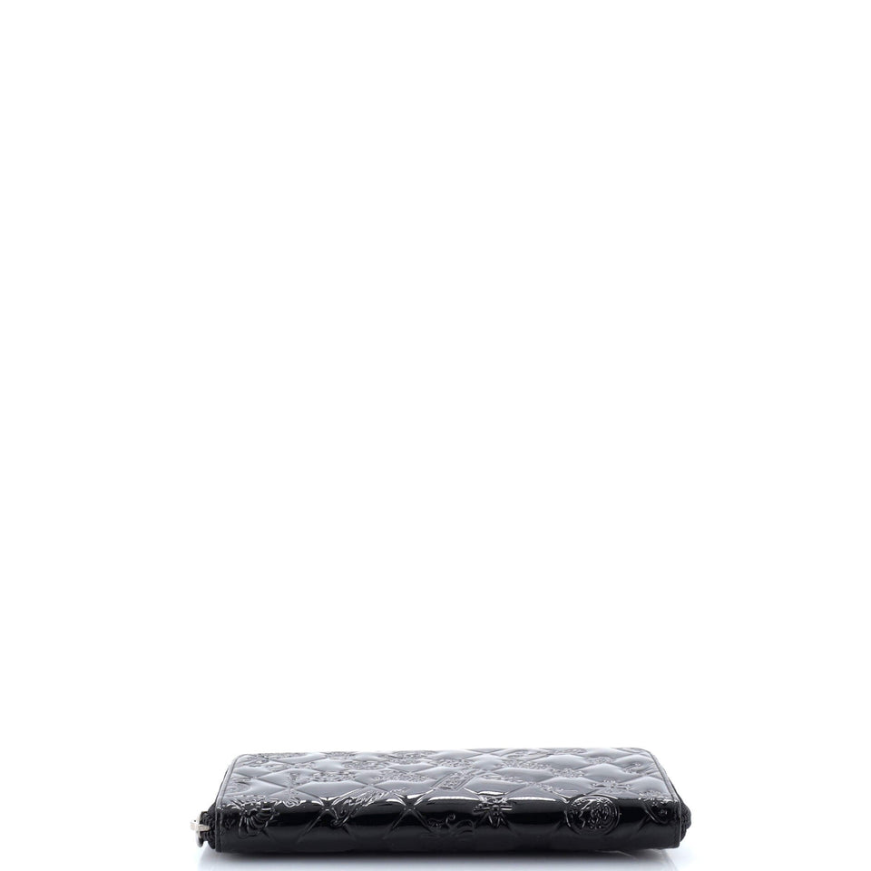 Lucky Symbols Zip Around Wallet Embossed Patent Long
