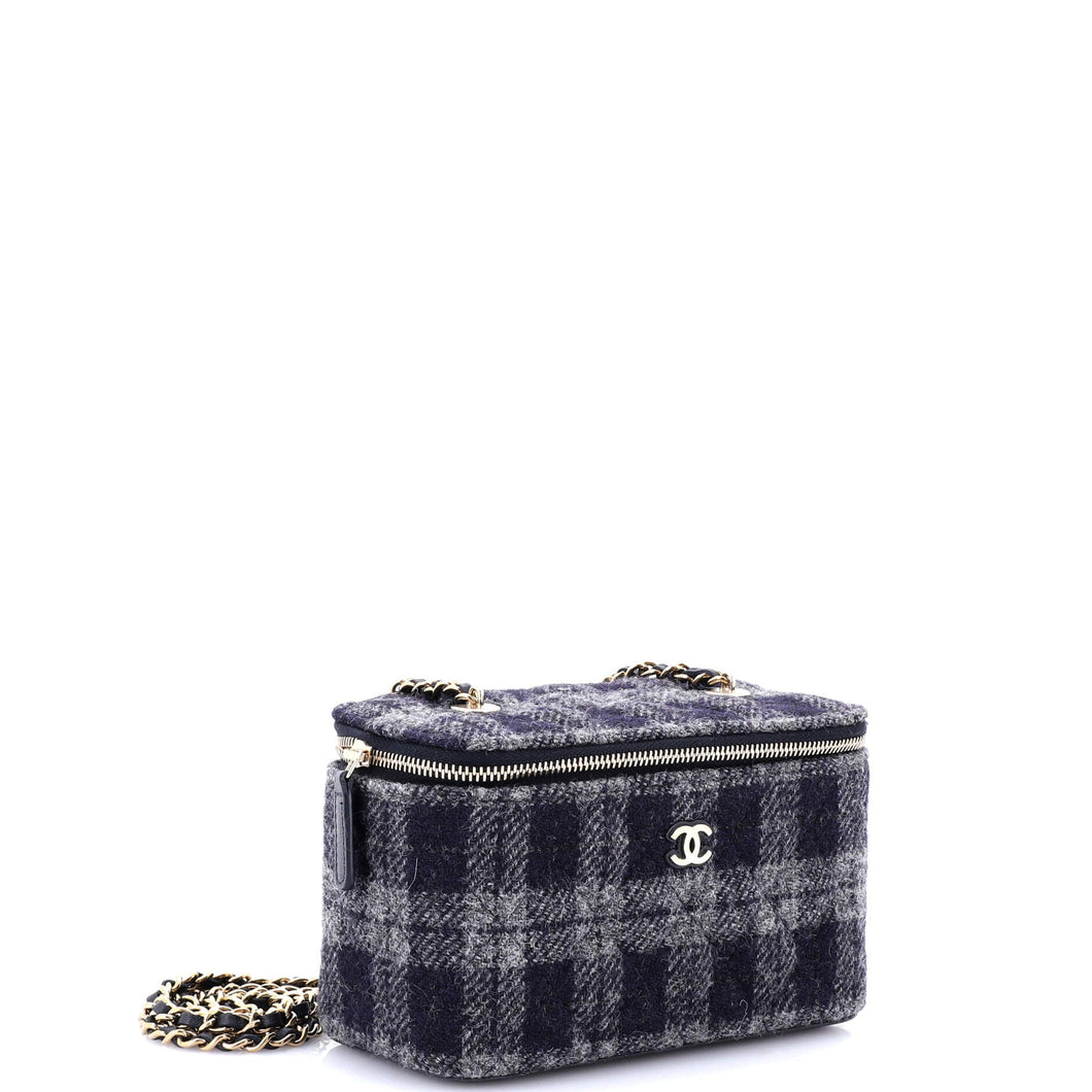 Classic Vanity Case with Chain Quilted Tweed Small