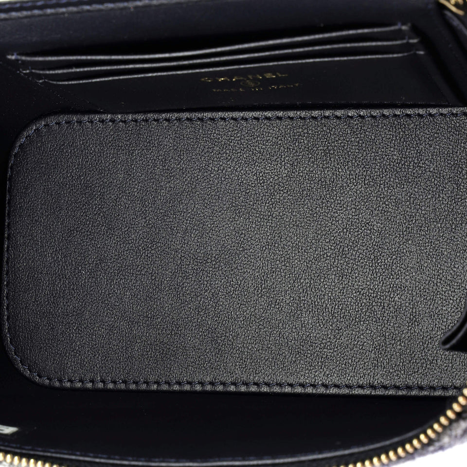 Classic Vanity Case with Chain Quilted Tweed Small