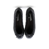 Women's CC Cap Toe Bow Ballerina Flats Quilted Leather