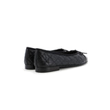 Women's CC Cap Toe Bow Ballerina Flats Quilted Leather