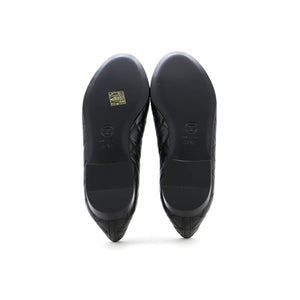 Women's CC Cap Toe Bow Ballerina Flats Quilted Leather