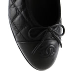 Women's CC Cap Toe Bow Ballerina Flats Quilted Leather