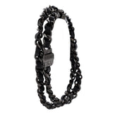 So Black Premiere Rock Triple Row Quartz Watch Stainless Steel and Leather 16