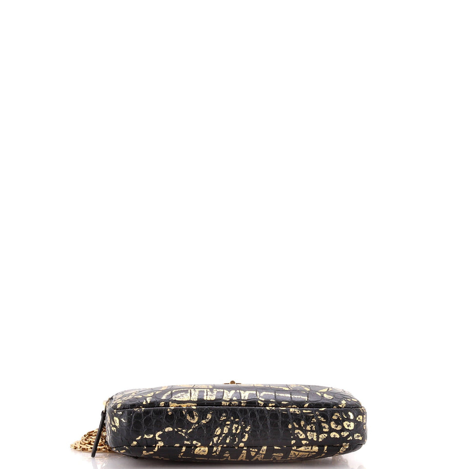 Reissue Zip Clutch with Chain Graffiti Crocodile Embossed Calfskin