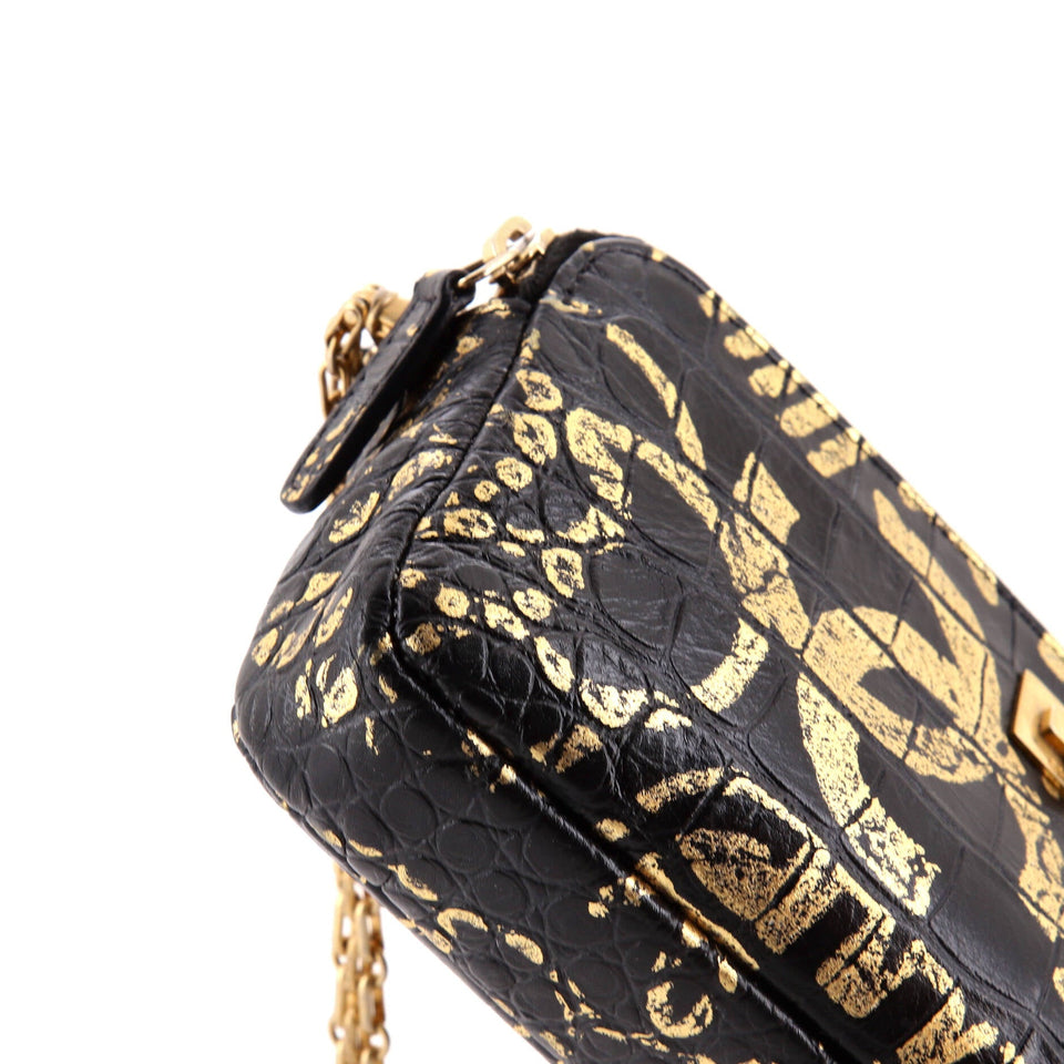 Reissue Zip Clutch with Chain Graffiti Crocodile Embossed Calfskin