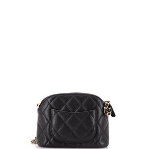 CC Dome Zip Clutch with Chain Quilted Caviar Mini