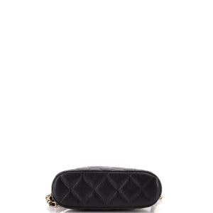 CC Dome Zip Clutch with Chain Quilted Caviar Mini