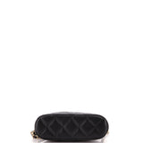 CC Dome Zip Clutch with Chain Quilted Caviar Mini