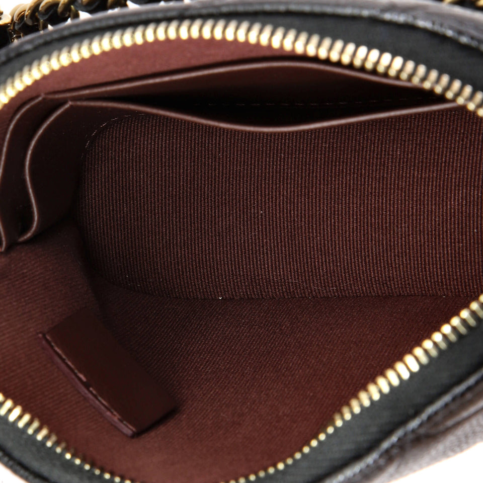 CC Dome Zip Clutch with Chain Quilted Caviar Mini