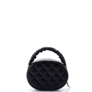 CC Ruched Oval Top Handle Quilted Lambskin Mini