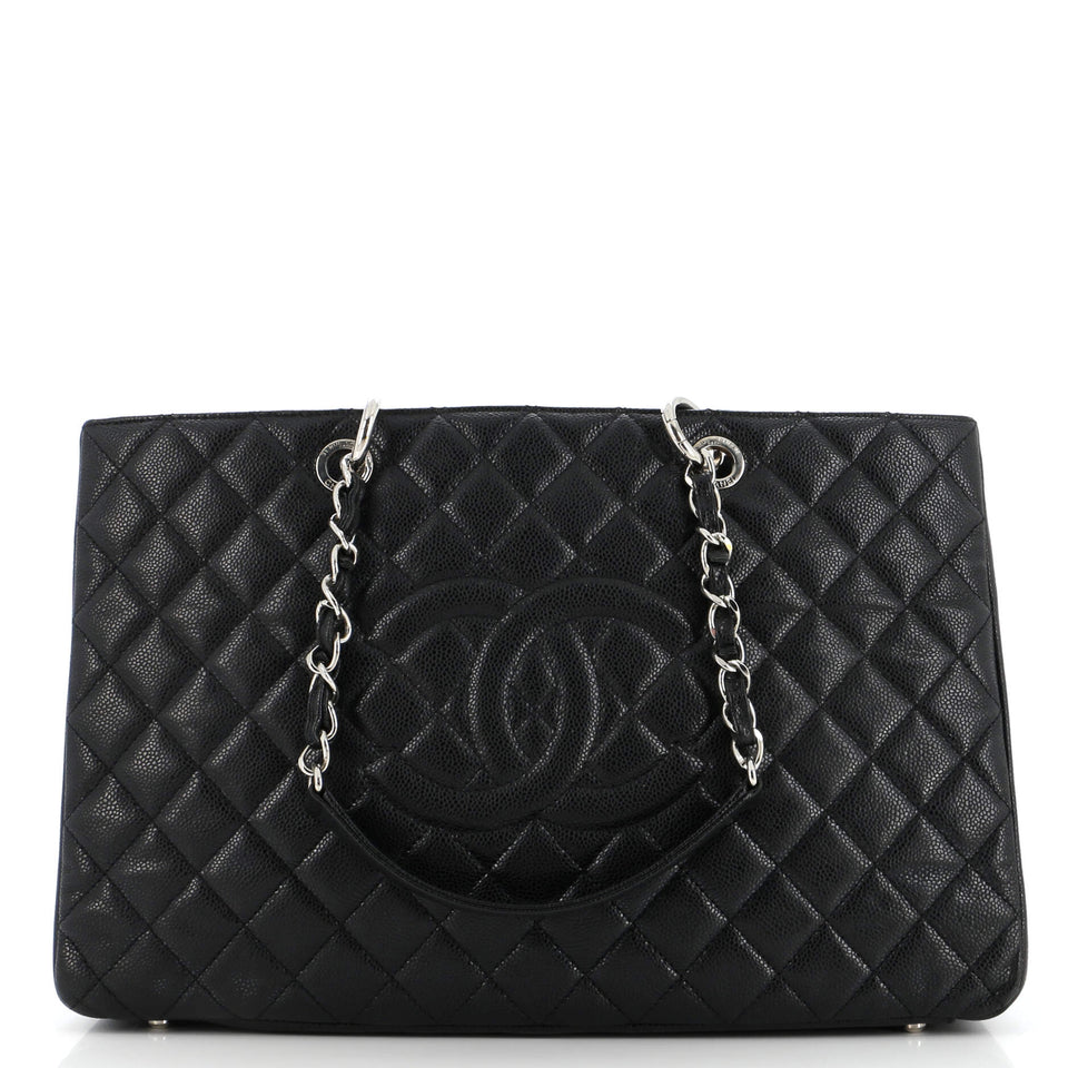 Grand Shopping Tote Quilted Caviar XL